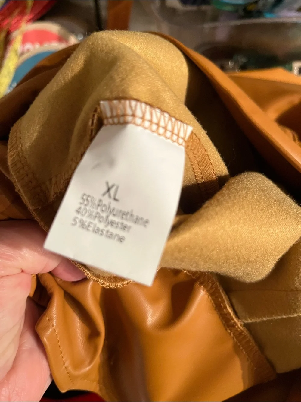 High-Waist Faux Leather Wide-Leg Pants with Belt - Tan